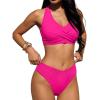 imageANRABESS Womens Bikini Sets Two Piece Swimsuits High Waisted Halter Twist Front Bathing Suit 2026 Summer Beach SwimwearHot Pink