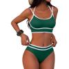 imageANRABESS Womens Halter Bikini Sets Color Block Two Piece Swimsuits High Waisted Bathing Suits Summer Sporty Cheeky SwimwearDeep Green