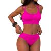 imageANRABESS Womens Halter Bikini Sets Color Block Two Piece Swimsuits High Waisted Bathing Suits Summer Sporty Cheeky SwimwearHot Pink