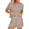 imageANRABESS Womens Pajamas 2 Piece Short SleeveBeige