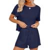 imageANRABESS Womens Pajamas 2 Piece Short SleeveDark Blue