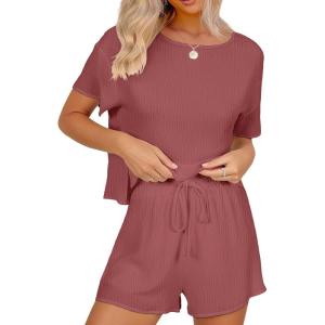 imageANRABESS Womens Pajamas 2 Piece Short SleeveBrick Red