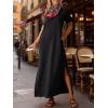imageANRABESS Womens Summer Casual Maxi Dress Short Sleeve Crewneck Split WrinkleFree Beach Travel Vacation Long SundressBlack