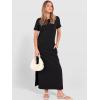 imageANRABESS Womens Summer Casual Maxi Dress Short Sleeve Crewneck Split WrinkleFree Beach Travel Vacation Long SundressBlack