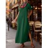 imageANRABESS Womens Summer Casual Maxi Dress Short Sleeve Crewneck Split WrinkleFree Beach Travel Vacation Long SundressForest Green