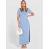 imageANRABESS Womens Summer Casual Maxi Dress Short Sleeve Crewneck Split WrinkleFree Beach Travel Vacation Long SundressLight Blue