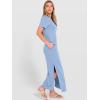 imageANRABESS Womens Summer Casual Maxi Dress Short Sleeve Crewneck Split WrinkleFree Beach Travel Vacation Long SundressLight Blue