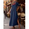 imageANRABESS Womens Summer Casual Maxi Dress Short Sleeve Crewneck Split WrinkleFree Beach Travel Vacation Long SundressNavy Blue
