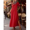 imageANRABESS Womens Summer Casual Maxi Dress Short Sleeve Crewneck Split WrinkleFree Beach Travel Vacation Long SundressRed