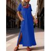 imageANRABESS Womens Summer Casual Maxi Dress Short Sleeve Crewneck Split WrinkleFree Beach Travel Vacation Long SundressRoyal Blue