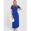 imageANRABESS Womens Summer Casual Maxi Dress Short Sleeve Crewneck Split WrinkleFree Beach Travel Vacation Long SundressRoyal Blue
