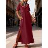 imageANRABESS Womens Summer Casual Maxi Dress Short Sleeve Crewneck Split WrinkleFree Beach Travel Vacation Long SundressWine Red