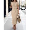imageANRABESS Womens Summer Maxi Dress Casual Crew Neck Tie Waist Split WrinkleFree Fit Long Fashion Vacation Dresses 2026 SpringApricot