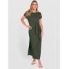 imageANRABESS Womens Summer Maxi Dress Casual Crew Neck Tie Waist Split WrinkleFree Fit Long Fashion Vacation Dresses 2026 SpringArmy Green