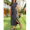 imageANRABESS Womens Summer Maxi Dress Casual Crew Neck Tie Waist Split WrinkleFree Fit Long Fashion Vacation Dresses 2026 SpringDeep Grey