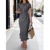 imageANRABESS Womens Summer Maxi Dress Casual Crew Neck Tie Waist Split WrinkleFree Fit Long Fashion Vacation Dresses 2026 SpringDeep Grey