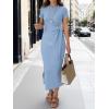 imageANRABESS Womens Summer Maxi Dress Casual Crew Neck Tie Waist Split WrinkleFree Fit Long Fashion Vacation Dresses 2026 SpringLight Blue