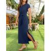 imageANRABESS Womens Summer Maxi Dress Casual Crew Neck Tie Waist Split WrinkleFree Fit Long Fashion Vacation Dresses 2026 SpringNavy Blue