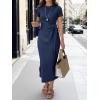 imageANRABESS Womens Summer Maxi Dress Casual Crew Neck Tie Waist Split WrinkleFree Fit Long Fashion Vacation Dresses 2026 SpringNavy Blue