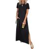 imageANRABESS Womens Summer Casual Maxi Dress Short Sleeve Crewneck Split WrinkleFree Beach Travel Vacation Long SundressBlack