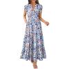 imageANRABESS Womens Summer Casual Maxi Dress V Neck Ruffle Sleeve Long Dresses Fashion Flowy Tiered Boho Beach Vacation SundressBlue Orange Floral