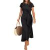 imageANRABESS Womens Summer Maxi Dress Casual Crew Neck Tie Waist Split WrinkleFree Fit Long Fashion Vacation Dresses 2026 SpringBlack