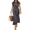 imageANRABESS Womens Summer Maxi Dress Casual Crew Neck Tie Waist Split WrinkleFree Fit Long Fashion Vacation Dresses 2026 SpringDeep Grey