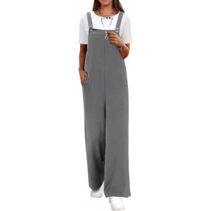 imageANRABESS Overalls for Women 2025 Summer Casual Loose One Piece Outfits Baggy Wide Leg Jumpers Lightweight Comfy RompersDark Gray