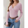 imageANRABESS Long Sleeve Shirts for Women Sexy Sweater V Neck Ribbed Knit Slim Fit Wrap Top 2025 Fall Casual Fashion ClothesPink