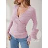 imageANRABESS Long Sleeve Shirts for Women Sexy Sweater V Neck Ribbed Knit Slim Fit Wrap Top 2025 Fall Casual Fashion ClothesPink