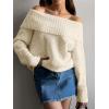 imageANRABESS Off The Shoulder Sweaters for Women 2025 Fall Turtleneck Long Sleeve Fuzzy Knit Warm Casual Winter SweaterBeige