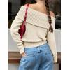 imageANRABESS Off The Shoulder Sweaters for Women 2025 Fall Turtleneck Long Sleeve Fuzzy Knit Warm Casual Winter SweaterBeige