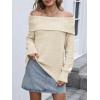 imageANRABESS Off The Shoulder Sweaters for Women 2025 Fall Turtleneck Long Sleeve Fuzzy Knit Warm Casual Winter SweaterBeige