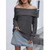 imageANRABESS Off The Shoulder Sweaters for Women 2025 Fall Turtleneck Long Sleeve Fuzzy Knit Warm Casual Winter SweaterDeep Gray
