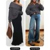 imageANRABESS Off The Shoulder Sweaters for Women 2025 Fall Turtleneck Long Sleeve Fuzzy Knit Warm Casual Winter SweaterDeep Gray