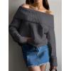 imageANRABESS Off The Shoulder Sweaters for Women 2025 Fall Turtleneck Long Sleeve Fuzzy Knit Warm Casual Winter SweaterDeep Gray