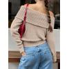 imageANRABESS Off The Shoulder Sweaters for Women 2025 Fall Turtleneck Long Sleeve Fuzzy Knit Warm Casual Winter SweaterLight Khaki