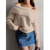 imageANRABESS Off The Shoulder Sweaters for Women 2025 Fall Turtleneck Long Sleeve Fuzzy Knit Warm Casual Winter SweaterLight Khaki
