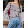 imageANRABESS Off The Shoulder Sweaters for Women 2025 Fall Turtleneck Long Sleeve Fuzzy Knit Warm Casual Winter SweaterSilver Grey