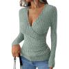 imageANRABESS Long Sleeve Shirts for Women Sexy Sweater V Neck Ribbed Knit Slim Fit Wrap Top 2025 Fall Casual Fashion ClothesLight Green