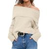 imageANRABESS Off The Shoulder Sweaters for Women 2025 Fall Turtleneck Long Sleeve Fuzzy Knit Warm Casual Winter SweaterBeige