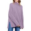 imageANRABESS Women Oversized Turtleneck Long Sleeve Fuzzy Knit Slit Side Chunky Warm Pullover Sweaters 2025Purple