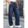 imageANRABESS Women Barrel Jeans High Waisted Wide Leg Drawstring Denim Pants Y2K Baggy Loose Fit Trouser Jeans with Pockets Dark Blue Large