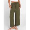 imageANRABESS Women Wide Leg Capri Pants Summer Palazzo High Waisted Casual Loose Lounge Flowy Cropped Beach Trousers Work OutfitsArmy Green