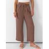 imageANRABESS Women Wide Leg Capri Pants Summer Palazzo High Waisted Casual Loose Lounge Flowy Cropped Beach Trousers Work OutfitsBrown