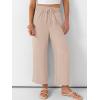 imageANRABESS Women Wide Leg Capri Pants Summer Palazzo High Waisted Casual Loose Lounge Flowy Cropped Beach Trousers Work OutfitsParchment