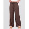 imageANRABESS Womens Wide Leg Palazzo Pants Casual Mid Waist Flowy Pants Beach Vacation Lounge Trousers with PocketsBrown