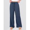 imageANRABESS Womens Wide Leg Palazzo Pants Casual Mid Waist Flowy Pants Beach Vacation Lounge Trousers with PocketsNavy Blue