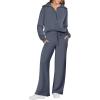 imageANRABESS Women 2 Piece Outfits 2025 Fall Fashion Airport Wide Leg Pants Lounge Set Leisure Travel Vacation Clothes Sweatsuits Grey Medium