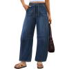 imageANRABESS Women Barrel Jeans High Waisted Wide Leg Drawstring Denim Pants Y2K Baggy Loose Fit Trouser Jeans with Pockets Dark Blue Large